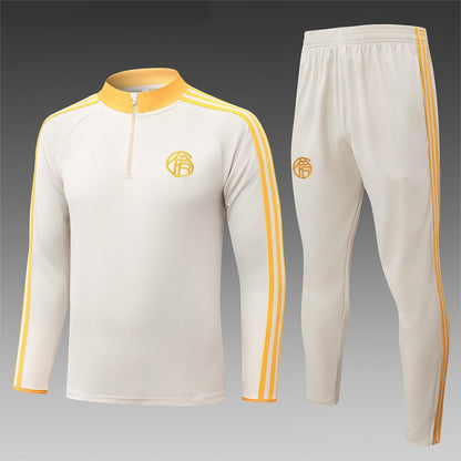 2026-27 Bayern Munich Beige collar orange Half Zip Training Suit Adults Or Children