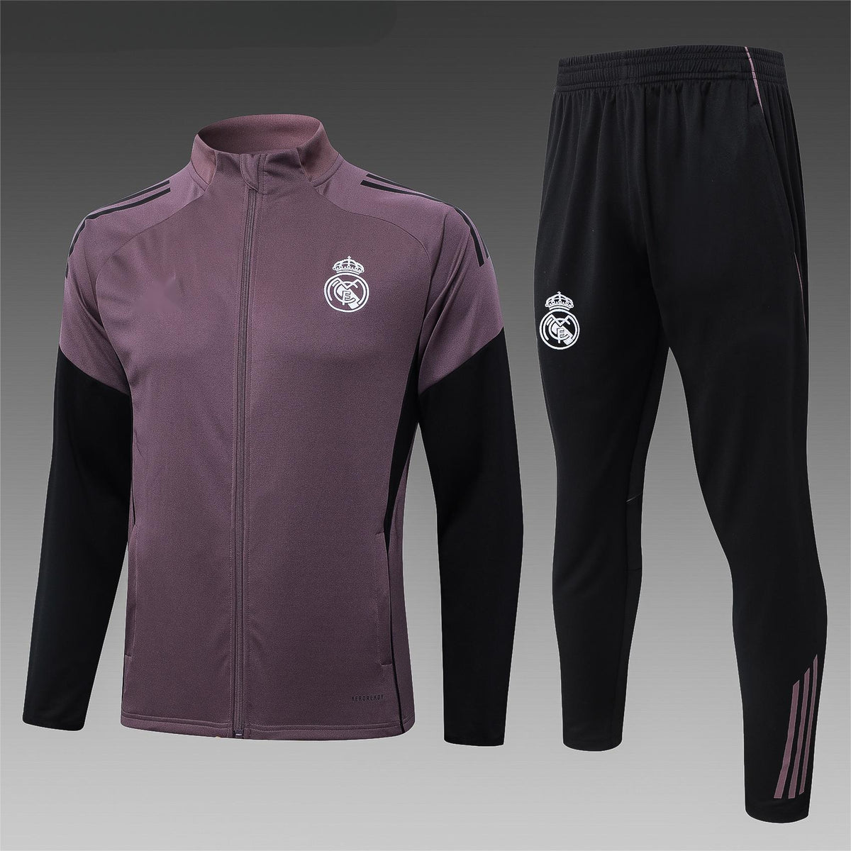 2026-27 Real Madrid Grey Purple Full Zip Training Suit Adults Or Children