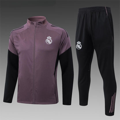 2026-27 Real Madrid Grey Purple Full Zip Training Suit Adults Or Children