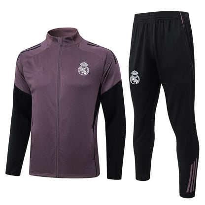 2026-27 Real Madrid Grey Purple Full Zip Training Suit Adults Or Children