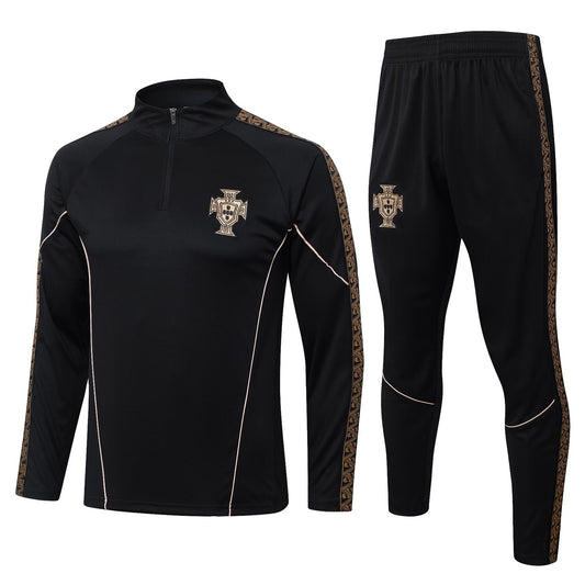 2026 Portugal Black Half Zip Training Suit Adults Or Children
