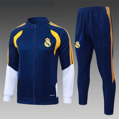 2026-27 Real Madrid Royal Blue White Sleeves Full Zip Training Suit Adults Or Children