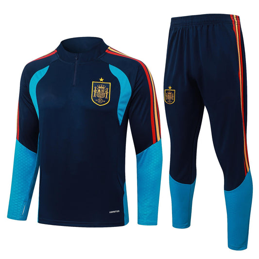 2026 Spain Blue Half Zip Training Suit Adults Or Children