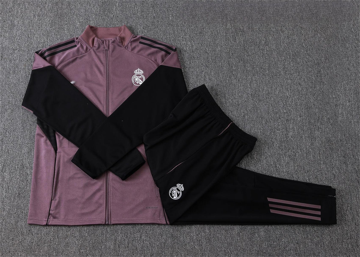 2026-27 Real Madrid Grey Purple Full Zip Training Suit Adults Or Children