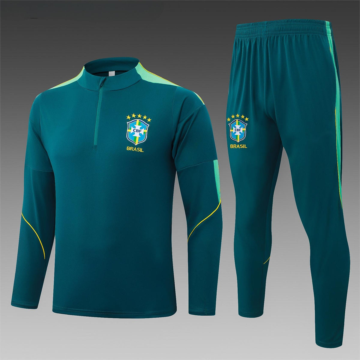 2026 Brazil Deep Green Half Zip Training Suit Adults Or Children