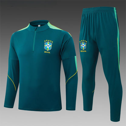 2026 Brazil Deep Green Half Zip Training Suit Adults Or Children