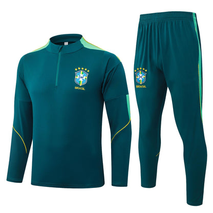 2026 Brazil Deep Green Half Zip Training Suit Adults Or Children