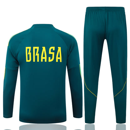 2026 Brazil Deep Green Half Zip Training Suit Adults Or Children