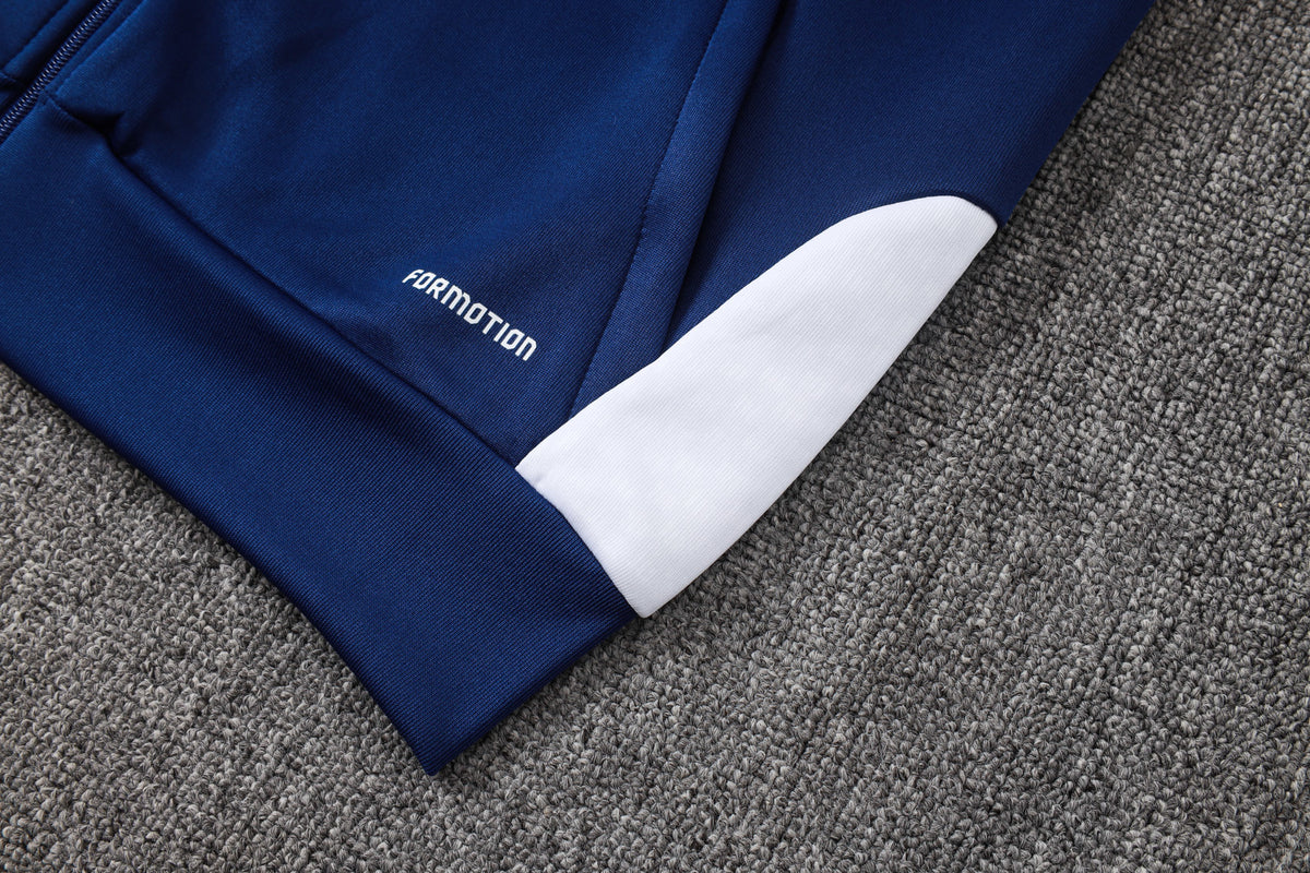 2026-27 Real Madrid Royal Blue White Sleeves Full Zip Training Suit Adults Or Children