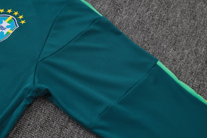 2026 Brazil Deep Green Half Zip Training Suit Adults Or Children