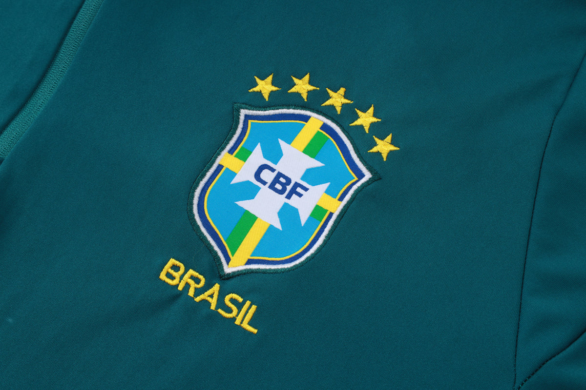 2026 Brazil Deep Green Half Zip Training Suit Adults Or Children
