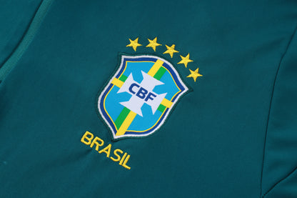 2026 Brazil Deep Green Half Zip Training Suit Adults Or Children