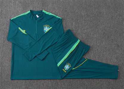 2026 Brazil Deep Green Half Zip Training Suit Adults Or Children