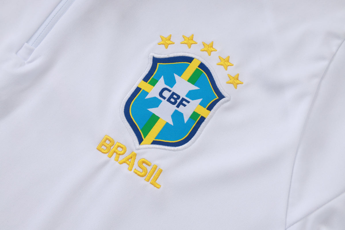 2026 Brazil White Half Zip Training Suit Adults Or Children