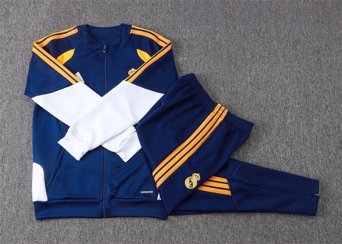 2026-27 Real Madrid Royal Blue White Sleeves Full Zip Training Suit Adults Or Children