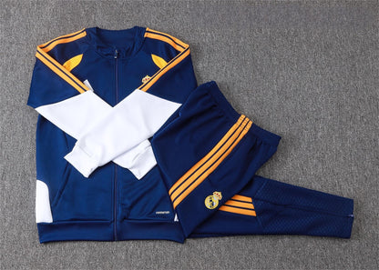 2026-27 Real Madrid Royal Blue White Sleeves Full Zip Training Suit Adults Or Children