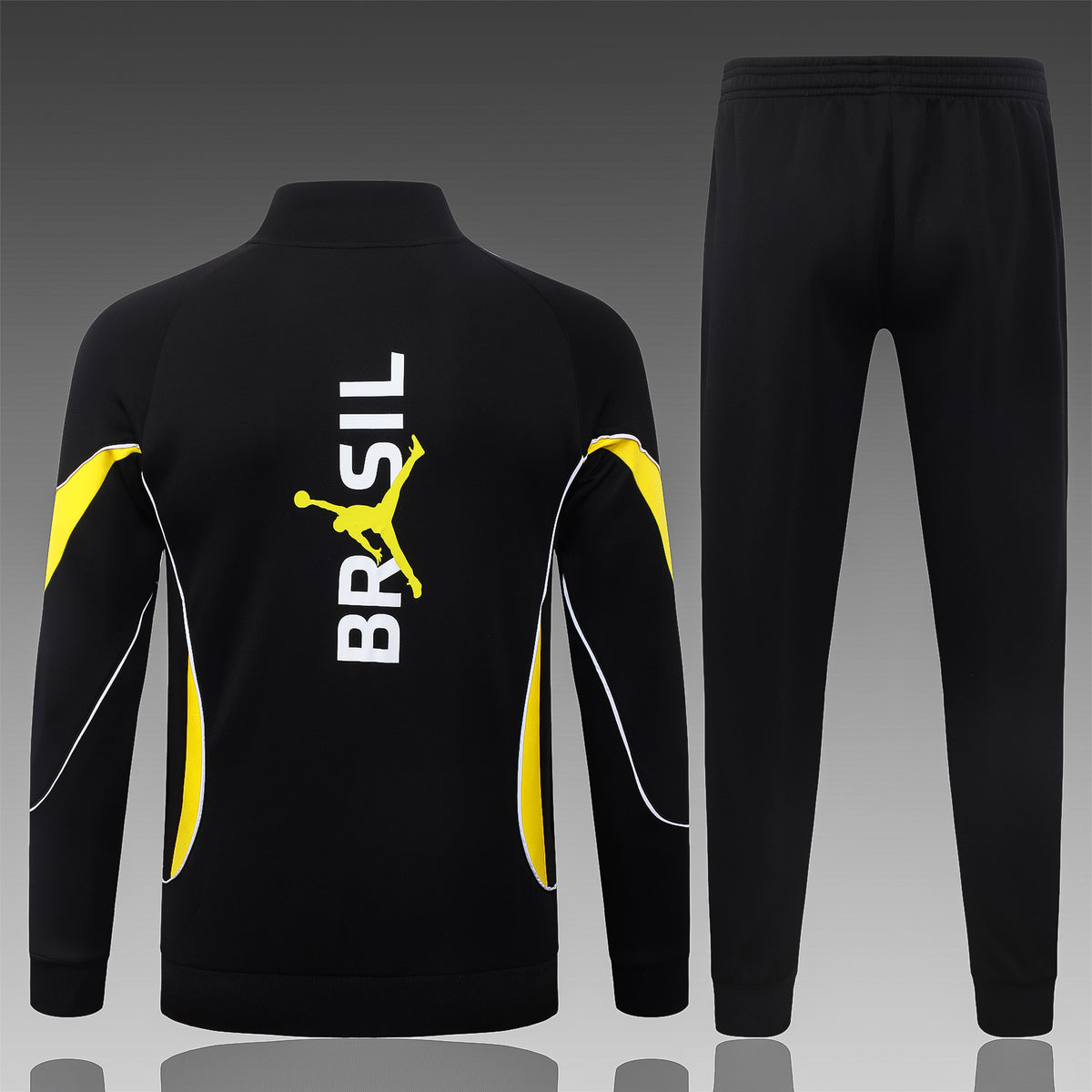2026 Brazil Black Yellow Collar Full Zip Training Suit Adults Or Children