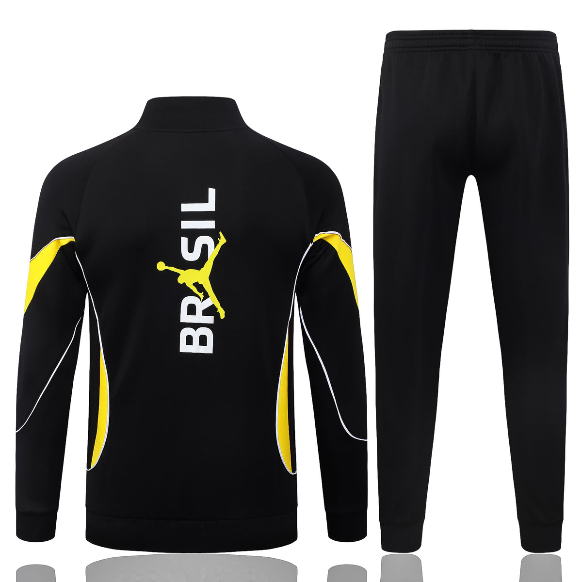 2026 Brazil Black Yellow Collar Full Zip Training Suit Adults Or Children