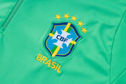2026 Brazil Light Green Half Zip Training Suit Adults Or Children