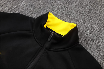 2026 Brazil Black Yellow Collar Full Zip Training Suit Adults Or Children