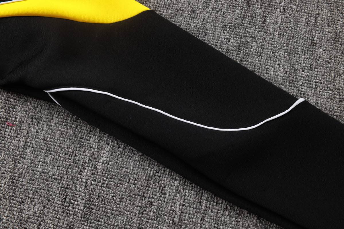 2026 Brazil Black Yellow Collar Full Zip Training Suit Adults Or Children