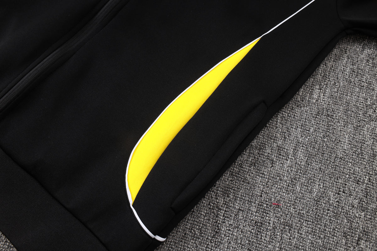 2026 Brazil Black Yellow Collar Full Zip Training Suit Adults Or Children