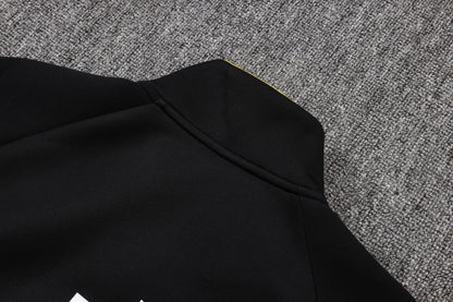 2026 Brazil Black Yellow Collar Full Zip Training Suit Adults Or Children