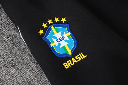 2026 Brazil Black Yellow Collar Full Zip Training Suit Adults Or Children