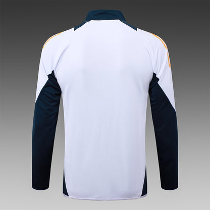 2024-25 Real Madrid White Training Suit Kit Long zipper S-2XL