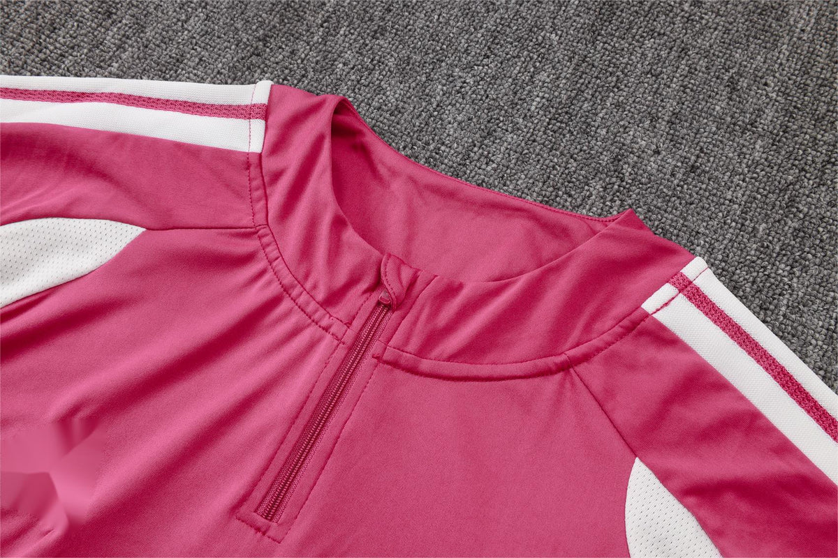 2026-27 Real Madrid Pink Half Zip Training Suit Adults Or Children