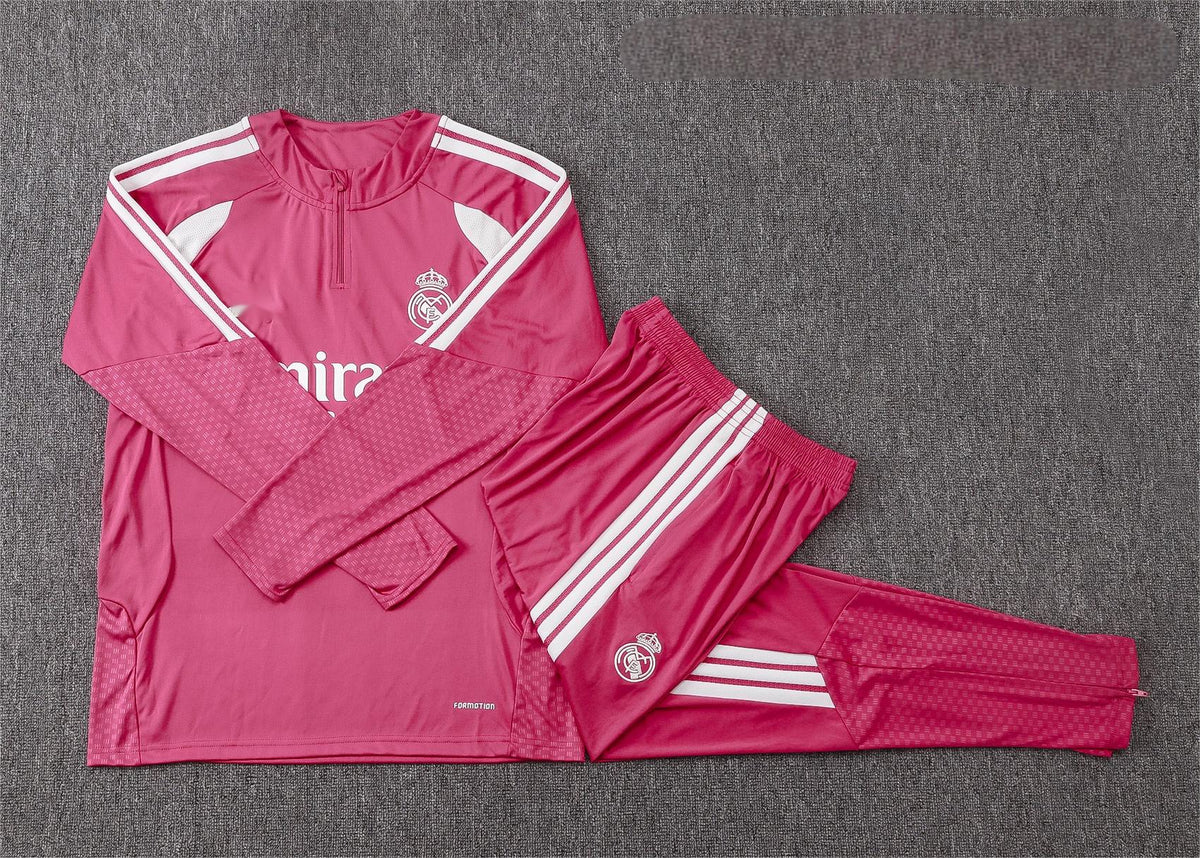 2026-27 Real Madrid Pink Half Zip Training Suit Adults Or Children
