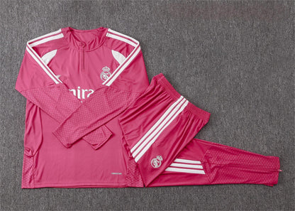 2026-27 Real Madrid Pink Half Zip Training Suit Adults Or Children