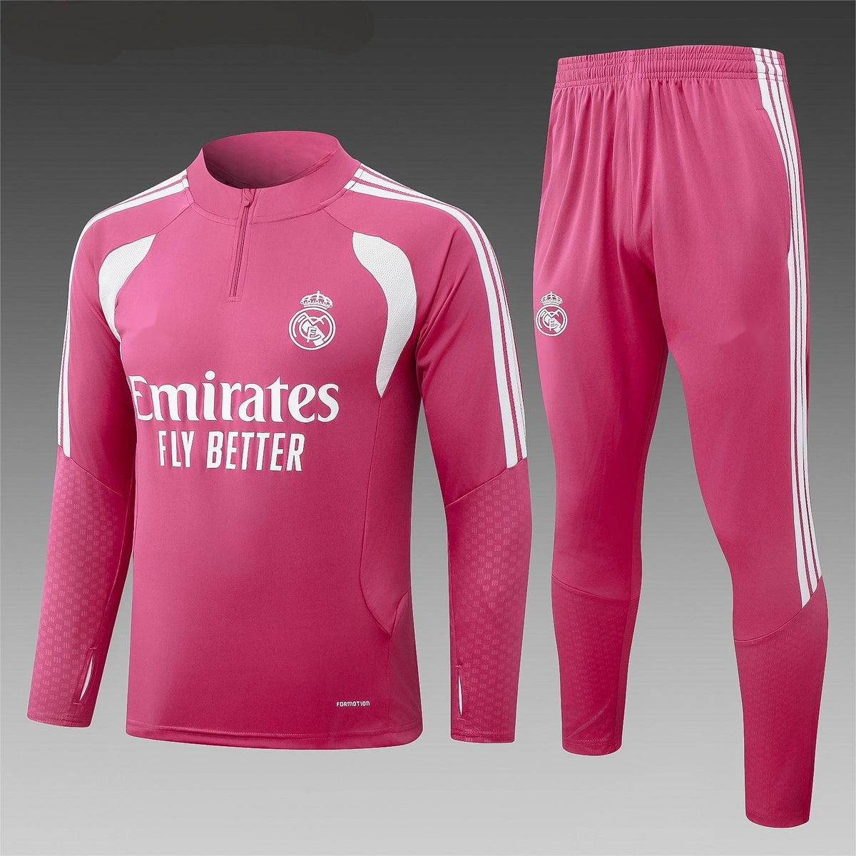 2026-27 Real Madrid Pink Half Zip Training Suit Adults Or Children