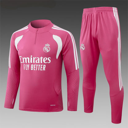 2026-27 Real Madrid Pink Half Zip Training Suit Adults Or Children