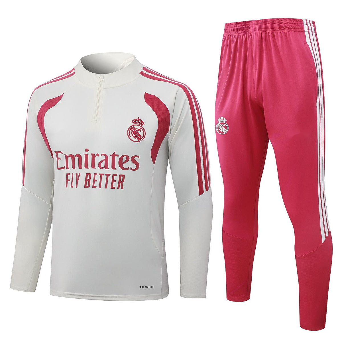 2026-27 Real Madrid Beige Half Zip Training Suit Adults Or Children