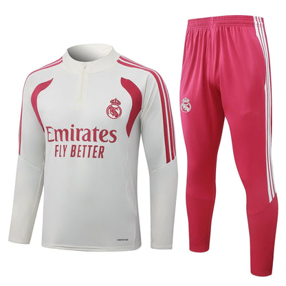 2026-27 Real Madrid Beige Half Zip Training Suit Adults Or Children