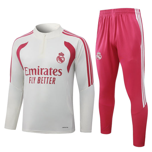 2026-27 Real Madrid Beige Half Zip Training Suit Adults Or Children
