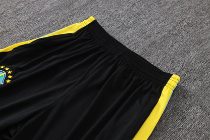 2026 Brazil Black Yellow Half Zip Training Suit Adults Or Children