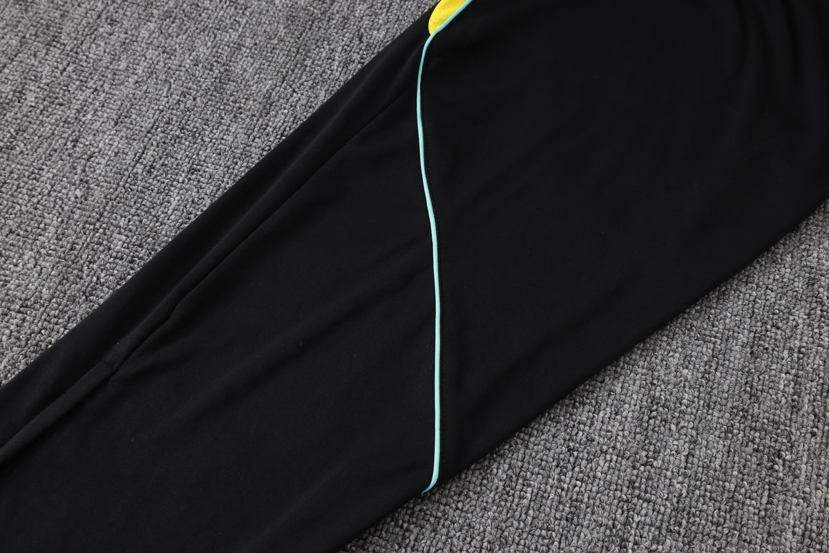 2026 Brazil Black Yellow Half Zip Training Suit Adults Or Children