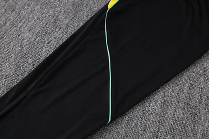 2026 Brazil Black Yellow Half Zip Training Suit Adults Or Children