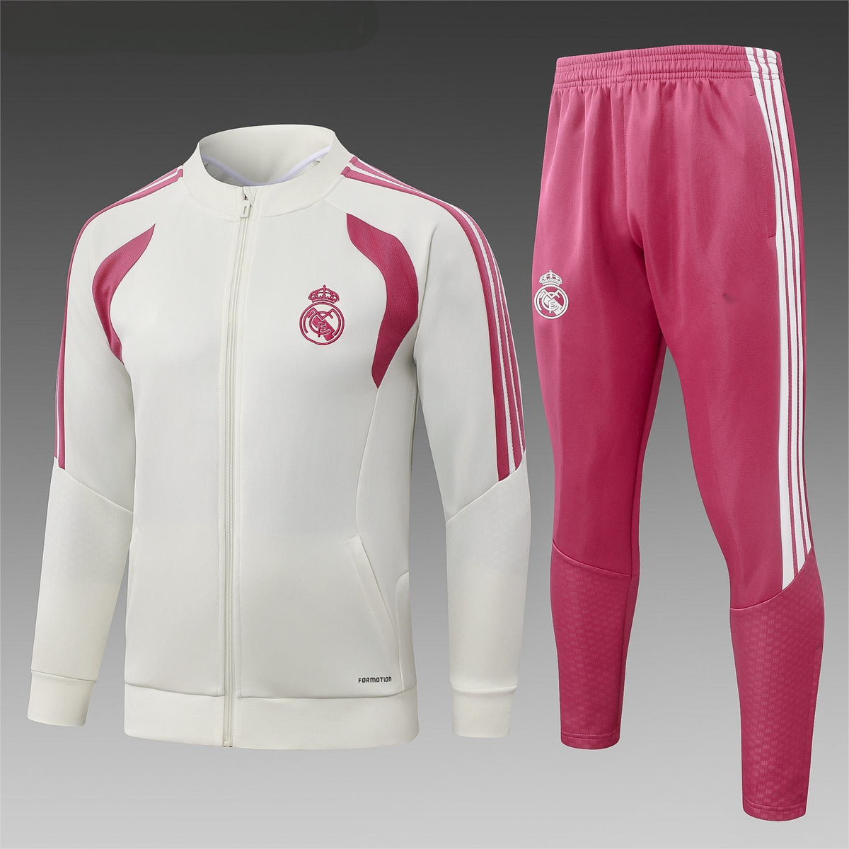 2026-27 Real Madrid Beige Full Zip Training Suit Adults Or Children