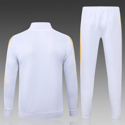 2026-27 Real Madrid White Deep Blue Yellow Full Zip Training Suit Adults Or Children