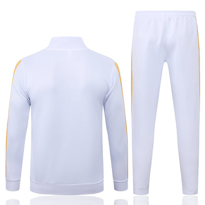 2026-27 Real Madrid White Deep Blue Yellow Full Zip Training Suit Adults Or Children