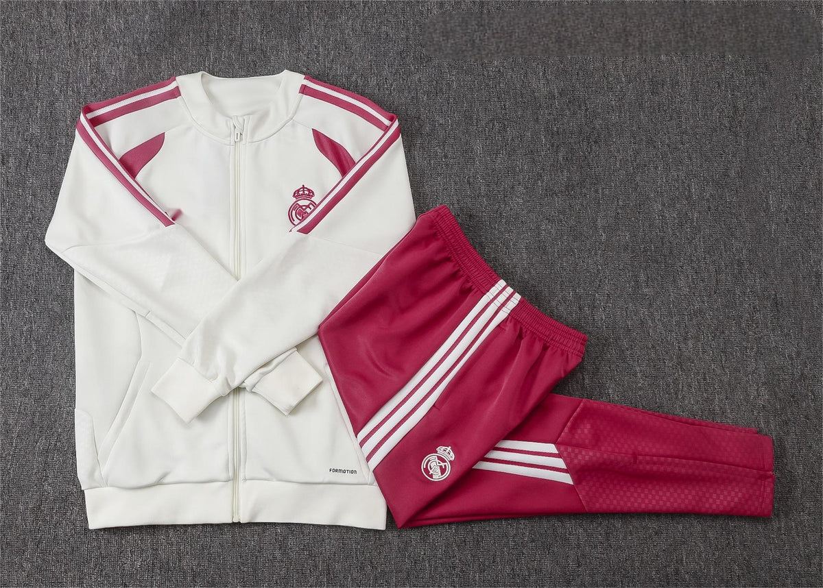 2026-27 Real Madrid Beige Full Zip Training Suit Adults Or Children