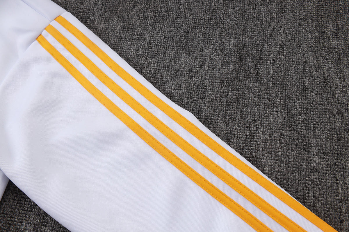 2026-27 Real Madrid White Deep Blue Yellow Full Zip Training Suit Adults Or Children