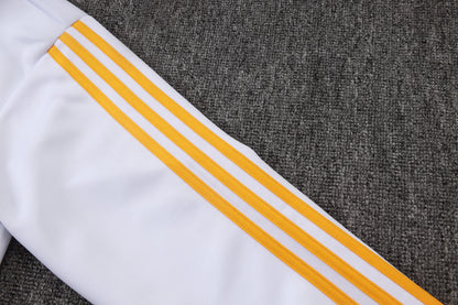 2026-27 Real Madrid White Deep Blue Yellow Full Zip Training Suit Adults Or Children