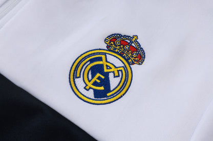 2026-27 Real Madrid White Deep Blue Yellow Full Zip Training Suit Adults Or Children