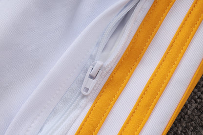 2026-27 Real Madrid White Deep Blue Yellow Full Zip Training Suit Adults Or Children