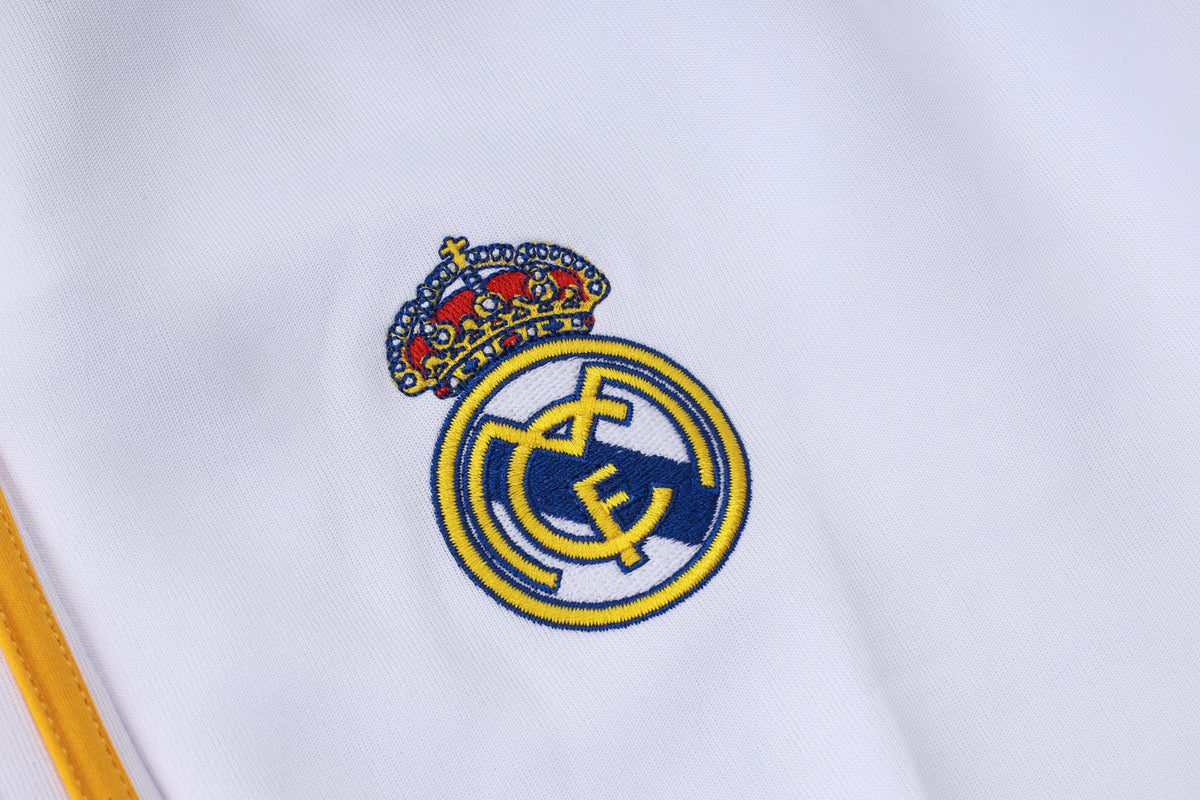 2026-27 Real Madrid White Deep Blue Yellow Full Zip Training Suit Adults Or Children