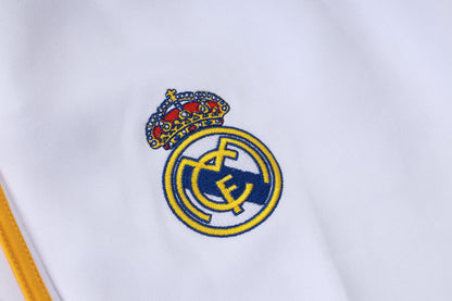 2026-27 Real Madrid White Deep Blue Yellow Full Zip Training Suit Adults Or Children
